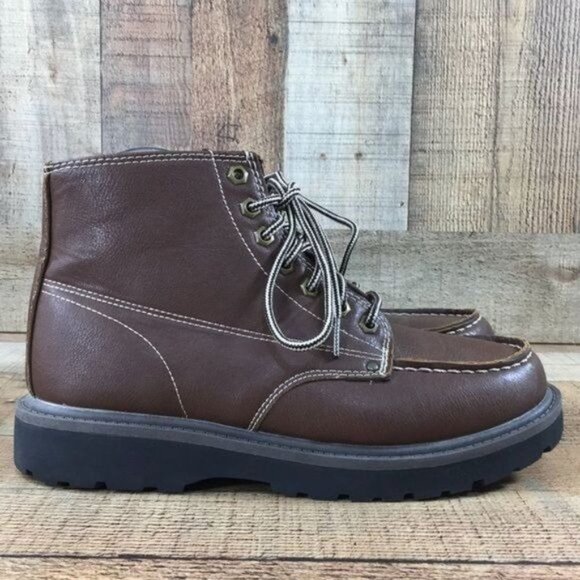 Northwest Territory Brown‎ Faux Leather Ankle Work Boots - Picture 1 of 11